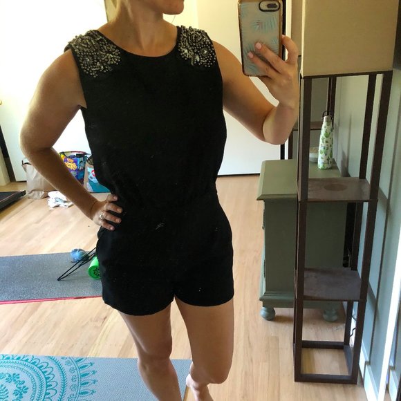 Zara Black Jewel Shoulder Detail Romper - Picture 3 of 8